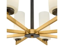 Maytoni Lámpara Suspendida-Fortano Moderna lámpara de araña de latón de 8 luces Fortano con pantalla de cristal Camel
