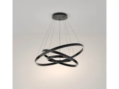 Maytoni Lámpara Suspendida-Rim Lámpara de techo colgante circular de 3 niveles LED negra integrada con borde moderno Negro