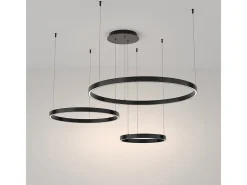 Maytoni Lámpara Suspendida-Rim Lámpara de techo colgante circular de 3 niveles LED negra integrada con borde moderno Negro