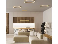 Outlet Maytoni Rim Lámpara de techo colgante circular de 3 niveles de latón LED integrado con borde moderno Camel
