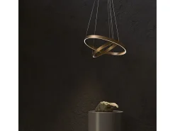 Outlet Maytoni Rim Lámpara de techo colgante circular de 2 niveles de latón LED integrado con borde moderno Camel