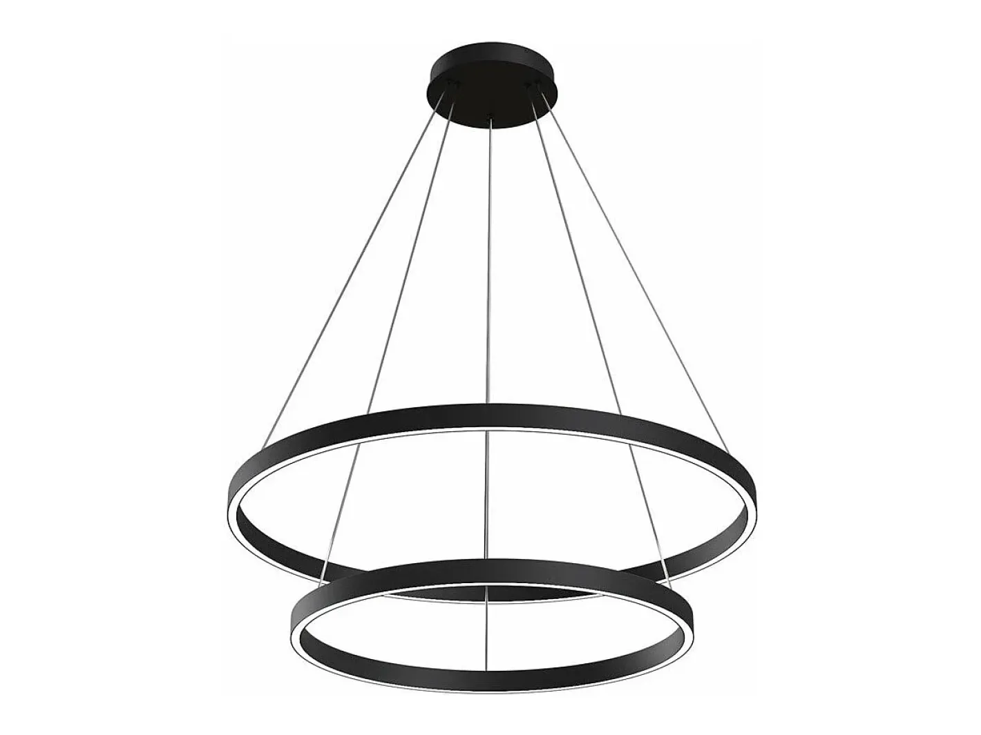 Outlet Maytoni Rim Modern Rim Integrated LED Black Lámpara de techo colgante circular de 2 niveles Negro