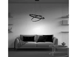 Outlet Maytoni Rim Modern Rim Integrated LED Black Lámpara de techo colgante circular de 2 niveles Negro