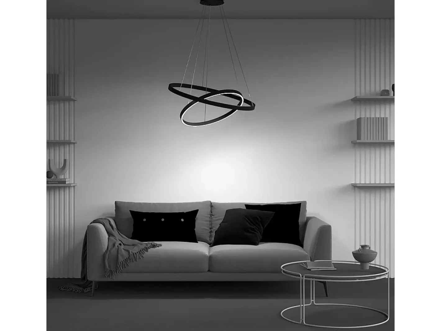 Outlet Maytoni Rim Modern Rim Integrated LED Black Lámpara de techo colgante circular de 2 niveles Negro