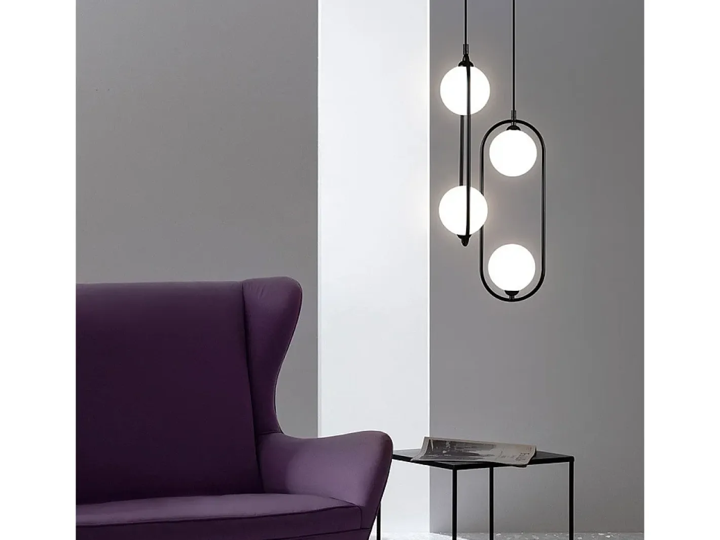 Maytoni Lámpara Suspendida-Ring Modern Ring 2 Light Lámpara de techo colgante negra Pantalla de vidrio Negro
