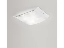 Discount Michela Plafón grande 45x30cm brillo 2XE27, cristal curvado con base cromada, IP20, máx 2x52W, elegante lámpara de techo Blanco