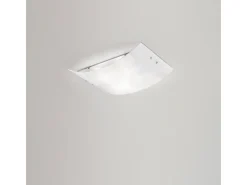 Michela Plafón pequeño 32x21cm brillo 2XE27, cristal curvado con base cromada, IP20, máx 2x42W, elegante plafón Blanco