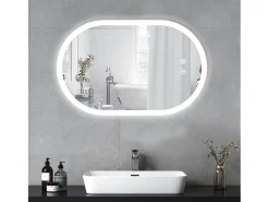 Online DripeX Mirror de baño LED Light 50x70cm, 3 temperaturas de color Montaje de pared, espejo multifunción inteligente Blanco