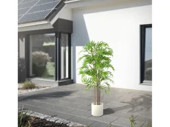 ML-DESIGN Planta Artificial-Bambú artificial 150 cm, Planta artificial grande, Planta artificial con tallo de madera auténtica Verde