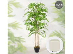 ML-DESIGN Planta Artificial-Bambú artificial 150 cm, Planta artificial grande, Planta artificial con tallo de madera auténtica Verde
