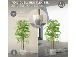 ML-DESIGN Planta Artificial-Bambú artificial 150 cm, Planta artificial grande, Planta artificial con tallo de madera auténtica Verde