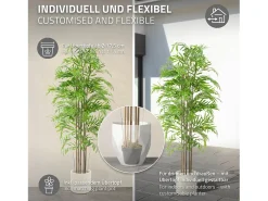 ML-DESIGN Bambú artificial 180 cm, Planta artificial grande, Planta artificial con tallo de madera auténtica Verde