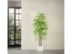 ML-DESIGN Bambú artificial 180 cm, Planta artificial grande, Planta artificial con tallo de madera auténtica Verde