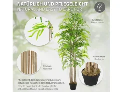 ML-DESIGN Bambú artificial 180 cm, Planta artificial grande, Planta artificial con tallo de madera auténtica Verde