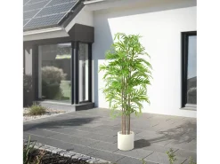 ML-DESIGN Bambú artificial 180 cm, Planta artificial grande, Planta artificial con tallo de madera auténtica Verde