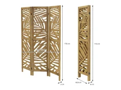 ML-DESIGN Biombo-Biombo divisorio de 3 paneles modelo Kyoto de madera natural 170 x 121 cm, separador de ambientes plegable japonés, pantalla de privacidad Marru00f3n