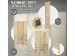 ML-DESIGN Biombo divisorio de 3 paneles modelo Osaka de madera natural 170 x 121 cm, separador de ambientes plegable japonés, pantalla de privacidad Beige