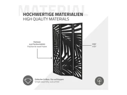 Discount ML-DESIGN Biombo divisorio de 3 paneles modelo Sapporo de madera negra 170 x 121 cm, separador de ambientes plegable japonés, pantalla de privacidad Negro