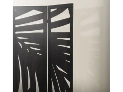 Discount ML-DESIGN Biombo divisorio de 3 paneles modelo Sapporo de madera negra 170 x 121 cm, separador de ambientes plegable japonés, pantalla de privacidad Negro