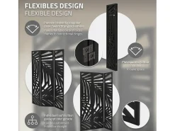 Discount ML-DESIGN Biombo divisorio de 3 paneles modelo Sapporo de madera negra 170 x 121 cm, separador de ambientes plegable japonés, pantalla de privacidad Negro