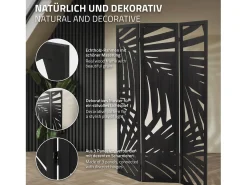 Discount ML-DESIGN Biombo divisorio de 3 paneles modelo Sapporo de madera negra 170 x 121 cm, separador de ambientes plegable japonés, pantalla de privacidad Negro