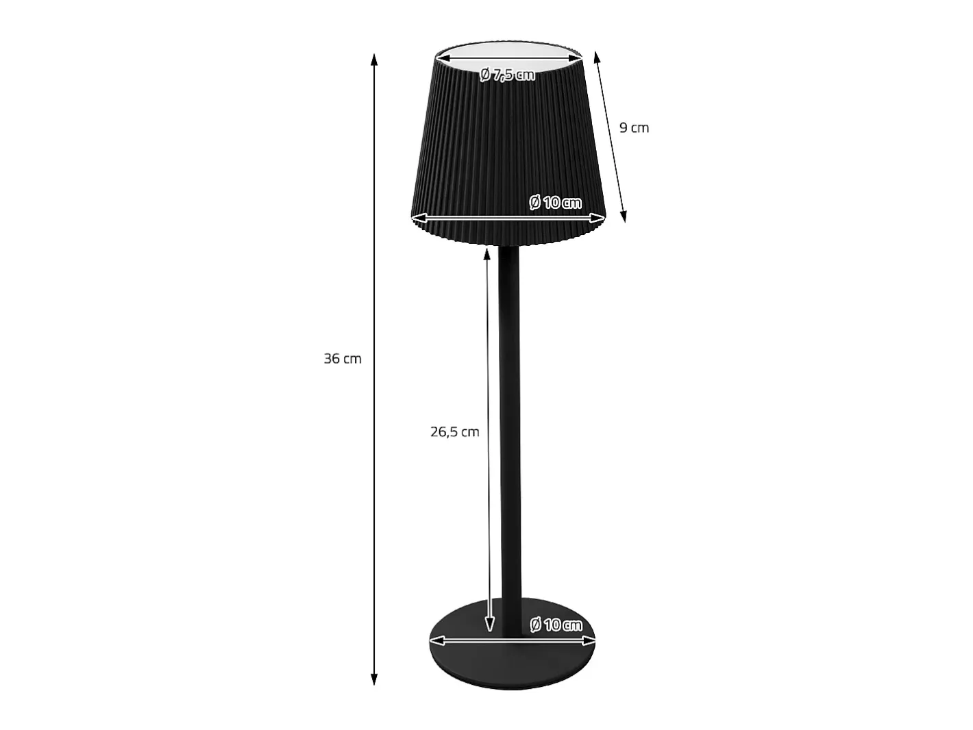 ML-Design Lámpara de mesa LED negra táctil inalámbrica ø10x36cm luz blanca cálida regulable, recargable USB-C, para mesita, escritorio o estudio Negro