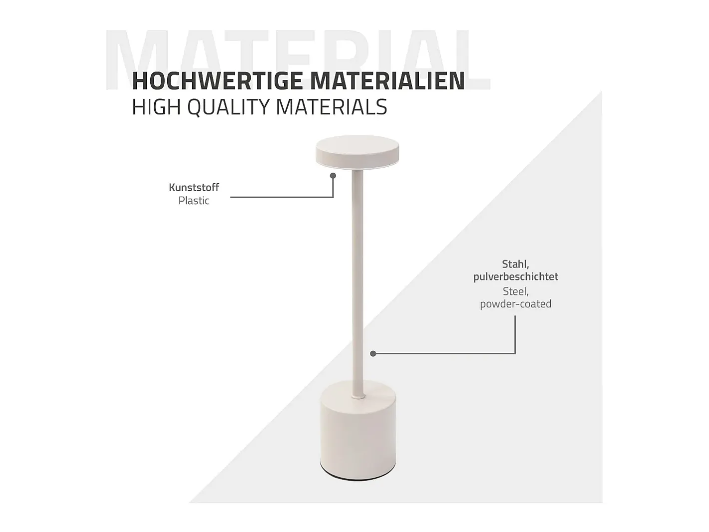 Hot ML-DESIGN Lámpara de mesa LED táctil inalámbrica Ø8x34,5cm foco de luz blanca regulable, recargable con USB-C para mesita, escritorio o estudio Crema