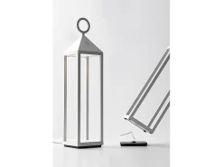 Moderna linterna LED Pic Nic 2,2W IP54 recargable y regulable h. Corten de 67 cm Marru00f3n