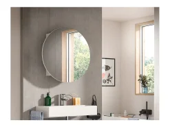 Best ebuy24 Mueble espejo baño Riff Ø70cm 1 puerta . Blanco