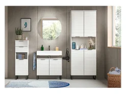 Best ebuy24 Mueble espejo baño Riff Ø70cm 1 puerta . Blanco