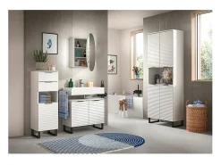 Best ebuy24 Mueble espejo baño Riff Ø70cm 1 puerta . Blanco