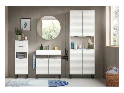 Best ebuy24 Mueble espejo baño Riff Ø70cm 1 puerta . Blanco