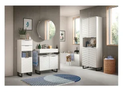 Best ebuy24 Mueble espejo baño Riff Ø70cm 1 puerta . Blanco