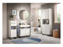 Best ebuy24 Mueble espejo baño Riff Ø70cm 1 puerta . Blanco