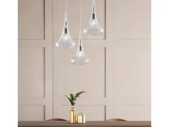 Best Nemesis Suspensión en hierro con cristal pyrex 3 luces 141 Ø50 BL280-S3-TR Transparente