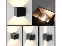 NETTLIFE 4 Aplicaciones LED para Muro Ext/Int, Negras Up Down, IP65, para Casa, Escalera Negro New