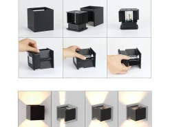 NETTLIFE 4 Aplicaciones LED para Muro Ext/Int, Negras Up Down, IP65, para Casa, Escalera Negro New