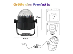 NETTLIFE Lámpara De Mesa-- Bola de discoteca LED para fiestas, control de música con USB, cable RGB 7 para fiestas en casa Negro