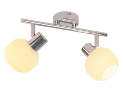 NETTLIFE Plafón-2 Foco de techo E14 para interiores, pantalla de cristal vintage, sin bombillas Blanco