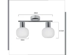 NETTLIFE Plafón-2 Foco de techo E14 para interiores, pantalla de cristal vintage, sin bombillas Blanco