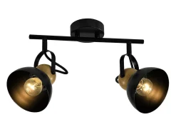 NETTLIFE Plafón-- Foco de techo vintage de 2 llamas, color , E27, ajustable a 350°, estilo retro, industrial, de metal, para pasillo Negro