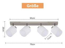 NETTLIFE Plafón-4 Focos de Techo de Salón Modernos E14 Plata Giratorios 350° MAX.25W Lámpara de Pantalla de Tela para Dormitorio (Sin Bombilla) Plateado