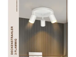 New NETTLIFE 3 Focos de techo pasillo salón redondo GU10 en metal diseño orientable para dormitorio cocina Blanco
