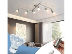 Hot NETTLIFE 6 Focos de Techo Modernos para Salón GU10 Giratorios 330° Acero Inoxidable para Interior Dormitorio (sin Bombilla) Plateado