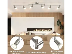 Hot NETTLIFE 6 Focos de Techo Modernos para Salón GU10 Giratorios 330° Acero Inoxidable para Interior Dormitorio (sin Bombilla) Plateado