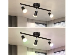 Sale NETTLIFE 3 Focos de Techo Metal GU10 Giratorio 330° Lámpara de Techo Giratoria Moderna para Salón Dormitorio Pasillo Sin Bombilla Negro