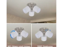 Outlet NETTLIFE 3 Focos de techo para pasillo - Lámpara moderna plateada de pared 350° E14 MAX.25W para salón, dormitorio, cocina (sin bombilla) Gris