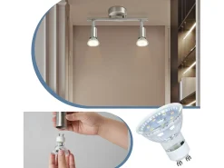 NETTLIFE Plafón-2 focos de techo de pasillo modernos GU10 orientables 330° en acero inoxidable para salón dormitorio (sin bombilla) Plateado