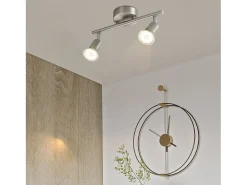 NETTLIFE Plafón-2 focos de techo de pasillo modernos GU10 orientables 330° en acero inoxidable para salón dormitorio (sin bombilla) Plateado