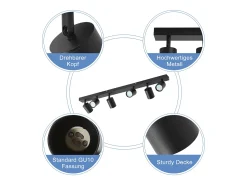 NETTLIFE Plafón-6 Focos de Techo LED s Orientables 330° GU10 para Salón Dormitorio Cocina, sin Bombilla Negro